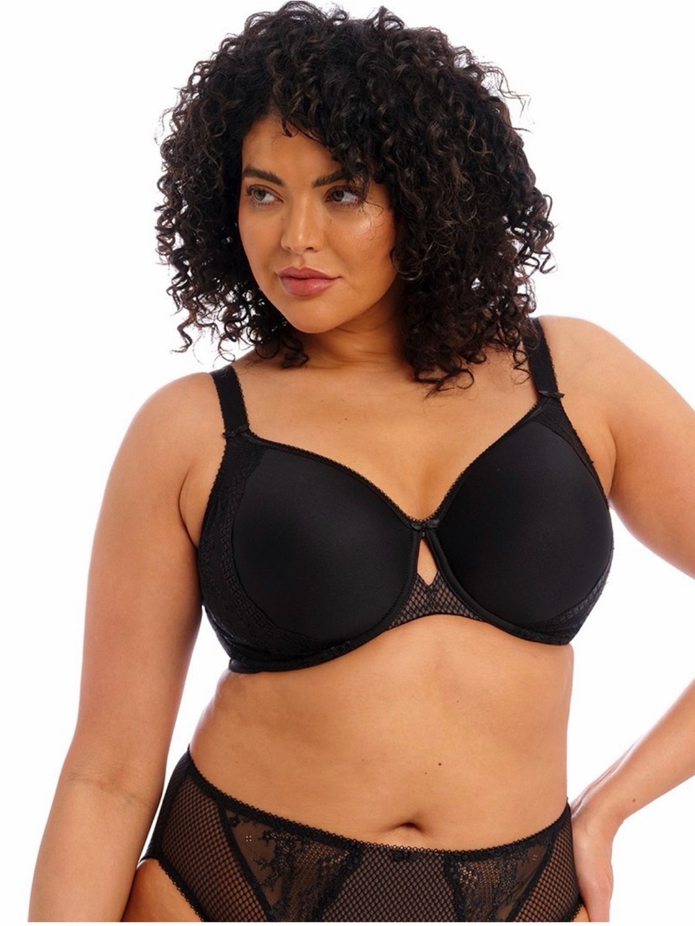 Elomi Charley EL4383 Seamless Spacer Bra Black 36I Full Figure NWT